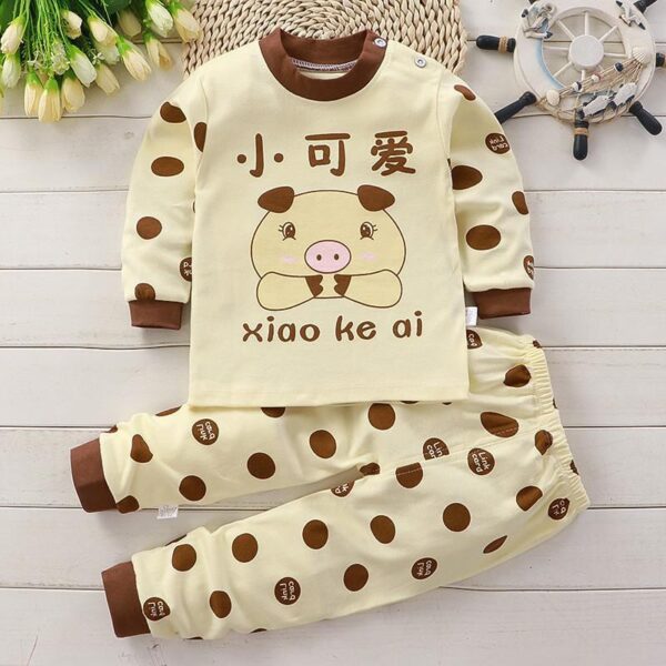 Autumn Cotton Base Baby Pajamas Set - Image 5