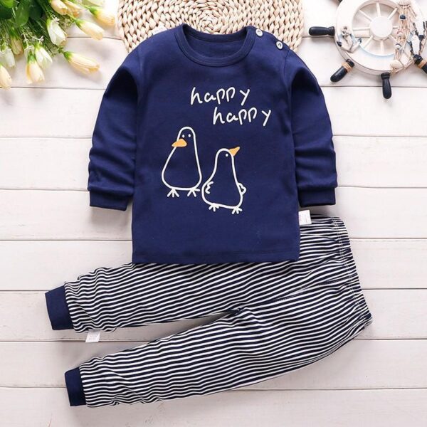 Autumn Cotton Base Baby Pajamas Set - Image 2