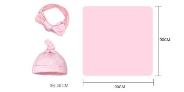 Cotton baby blanket headband hat set (Jan Baby) - Image 2