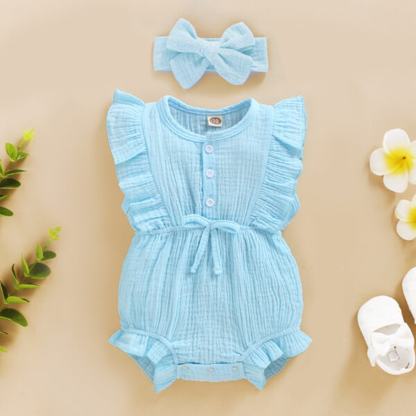 Lace Sleeve Double-Sided Ruffled Triangle Romper (Jan Baby) - Image 6