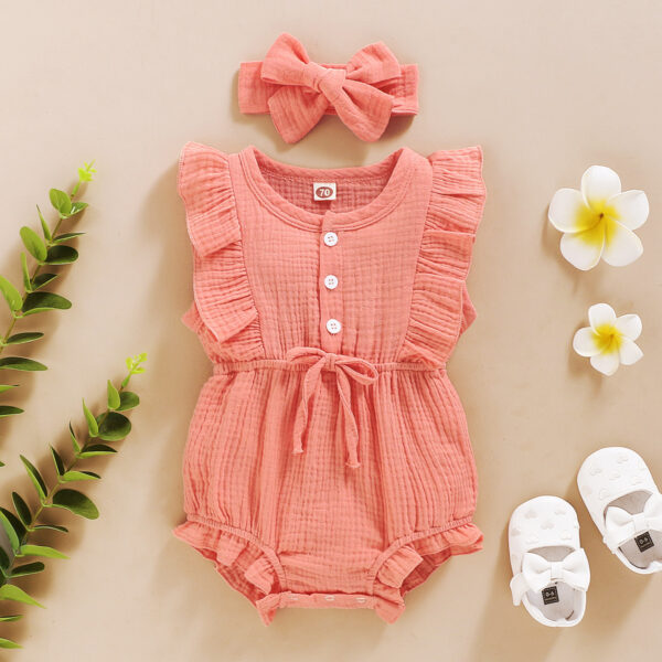 Lace Sleeve Double-Sided Ruffled Triangle Romper (Jan Baby) - Image 8