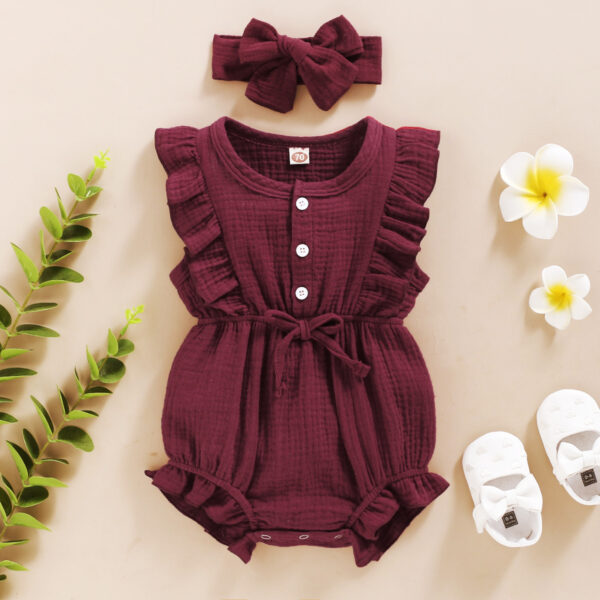 Lace Sleeve Double-Sided Ruffled Triangle Romper (Jan Baby) - Image 10