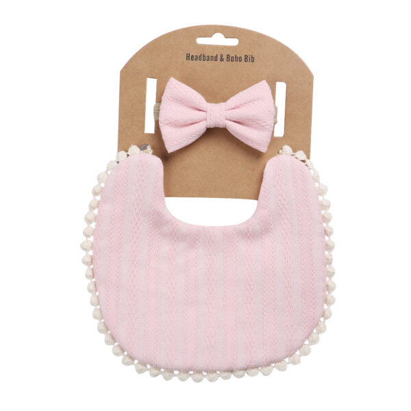 Linen Cotton Solid Color Printing Children Double-Sided Bib Bib Baby Saliva Pocket - Image 4