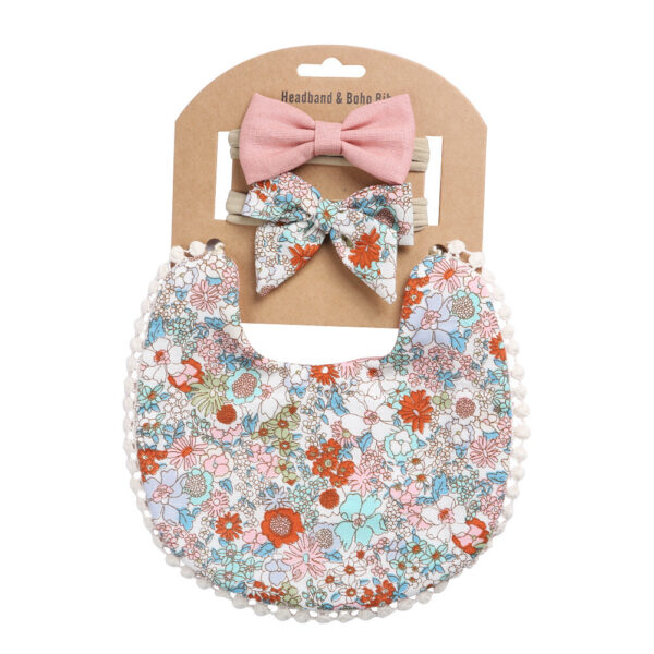 Linen Cotton Solid Color Printing Children Double-Sided Bib Bib Baby Saliva Pocket - Image 2