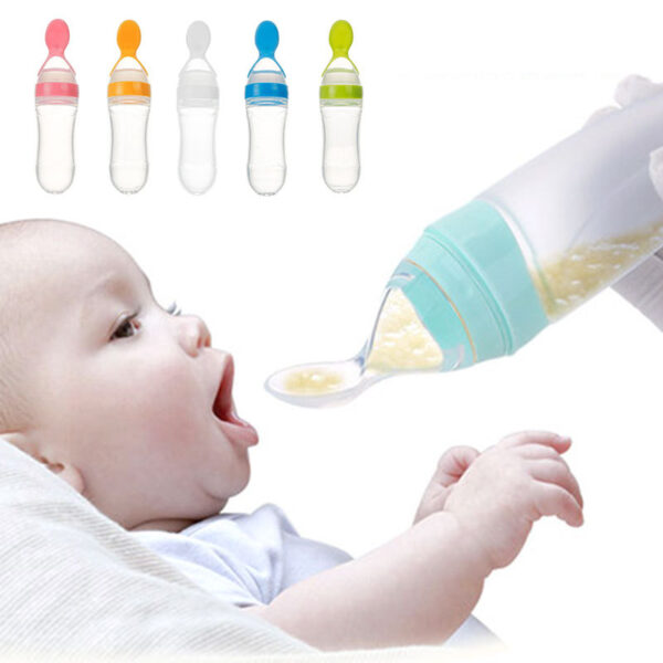 Safe Newborn Baby Feeding Bottle Toddler Silicone Squeeze Feeding Spoon Milk Bottle Baby Training Feeder Food Supplement - Image 5