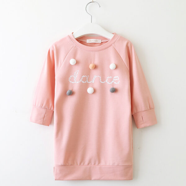 Girls dress long sleeve letter ball sweater - Image 6