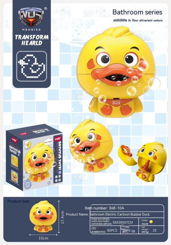 Bathroom Electric Cartoon Bubble Duck One-click Start Continuous Bubble Parent-child Interactive Water Toy - Image 4