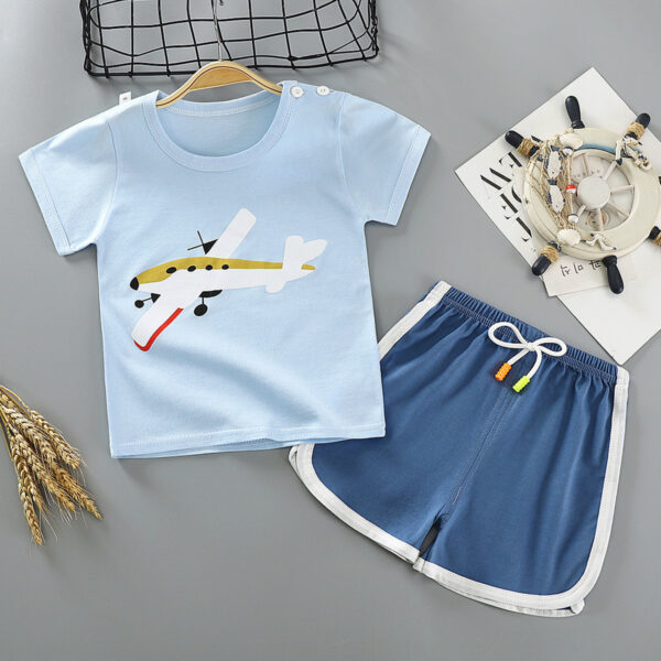 Children's Short-sleeved Suit Two-piece Cotton Suit - Image 6