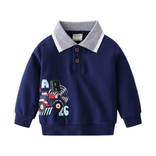 New Fashion Cute Cartoon Print Boys Lapel Sweater  Jan Baby - Image 2