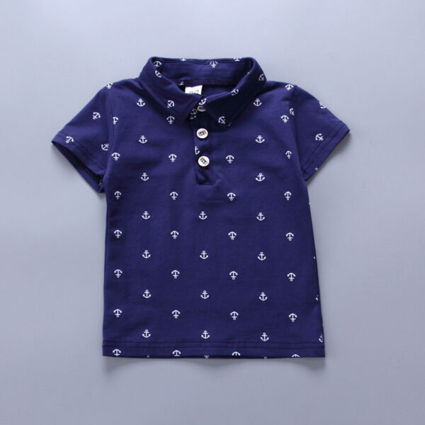 Anchor printed boy boy suit Korean short sleeve spring summer children's wear - Image 3