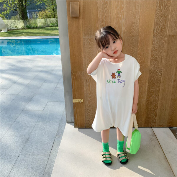 Loose Casual Short Sleeve Top Kids Long T-Shirt - Image 4