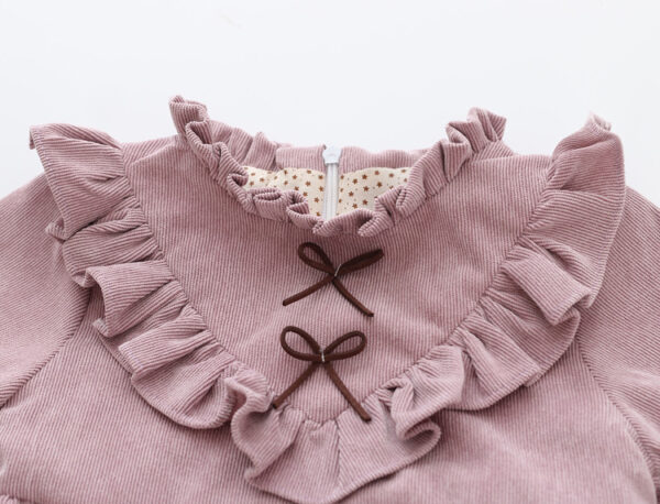 spring new Korean dress children's skirt, baby girl dress, baby spring blouse, corduroy - Image 4