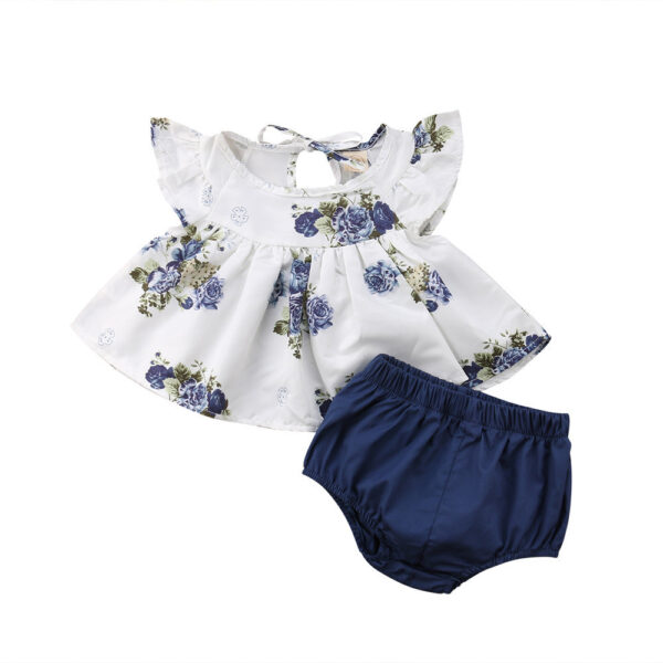 Two-piece Girl's Floral Print Shirt And Shorts - Image 4