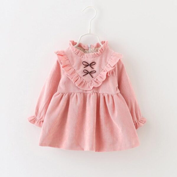 spring new Korean dress children's skirt, baby girl dress, baby spring blouse, corduroy - Image 5