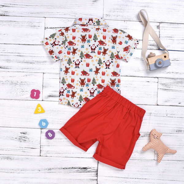 boy clothing set bow christmas print Jan Baby - Image 2