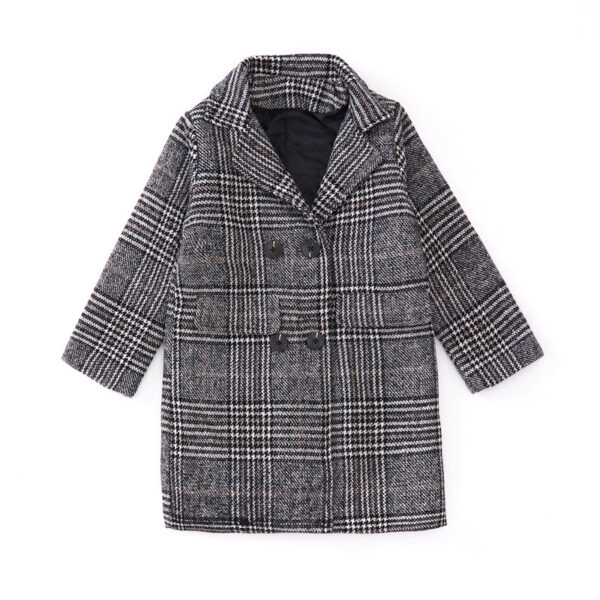 Gray plaid houndstooth coat for girls - Image 2