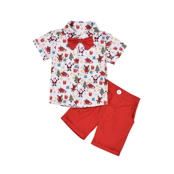 boy clothing set bow christmas print Jan Baby - Image 3