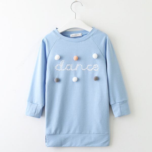 Girls dress long sleeve letter ball sweater - Image 4