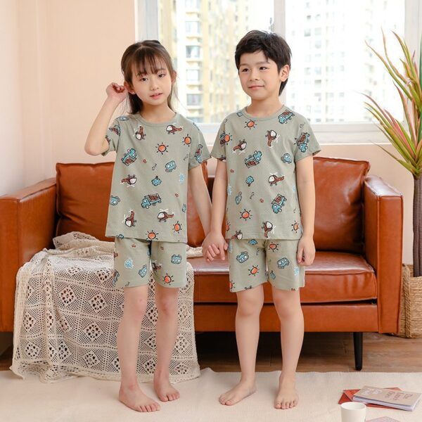 Children's Fashion Casual Cotton Print Short Sleeve Suit - Image 2