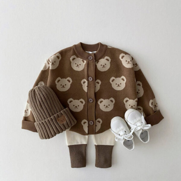 Children's Fashion Bear Sweater Coat Fashion Cute Cartoon Round Neck (Jan Baby)