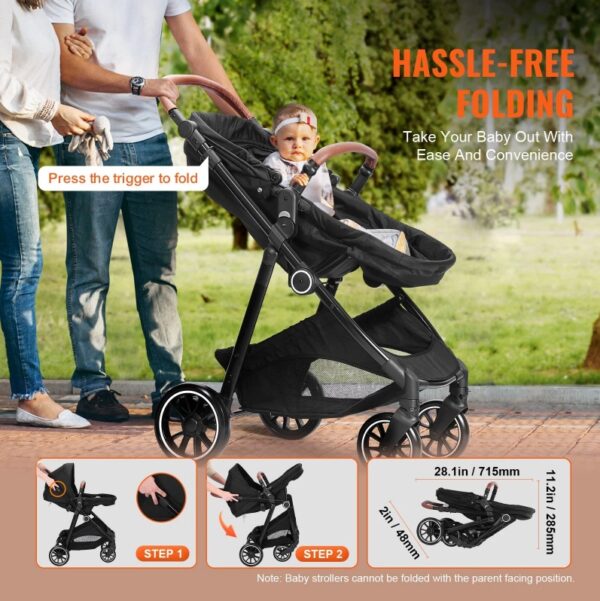 Standard Baby Stroller, Infant Toddler Stroller With Bassinet, - Image 2