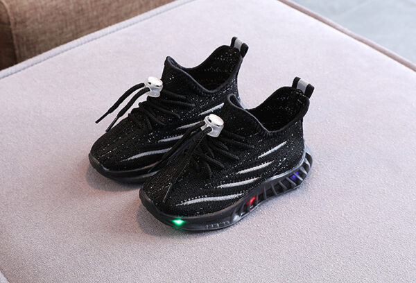 Girls' LED Light Fly-knit Sneakers Boys' Breathable Comfortable Soft Bottom Casual Shoes Jan Baby - Image 3