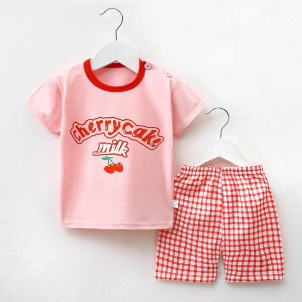 Children's Short Sleeve Pure Cotton Two-piece Suit