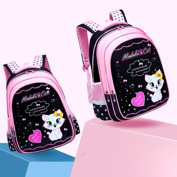 Kids School Cute Cat Print Backpack - Image 3