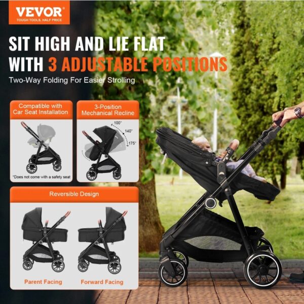 Standard Baby Stroller, Infant Toddler Stroller With Bassinet,