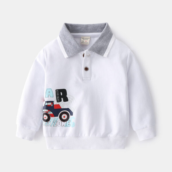 New Fashion Cute Cartoon Print Boys Lapel Sweater  Jan Baby