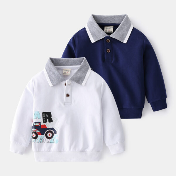 New Fashion Cute Cartoon Print Boys Lapel Sweater  Jan Baby - Image 4