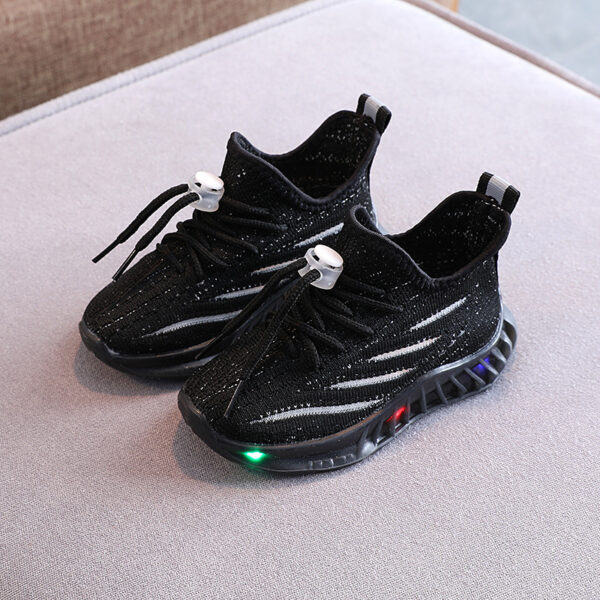 Girls' LED Light Fly-knit Sneakers Boys' Breathable Comfortable Soft Bottom Casual Shoes Jan Baby - Image 9