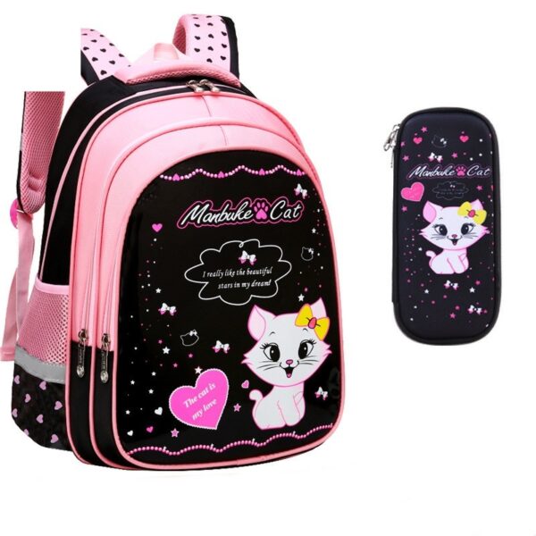 Kids School Cute Cat Print Backpack - Image 6