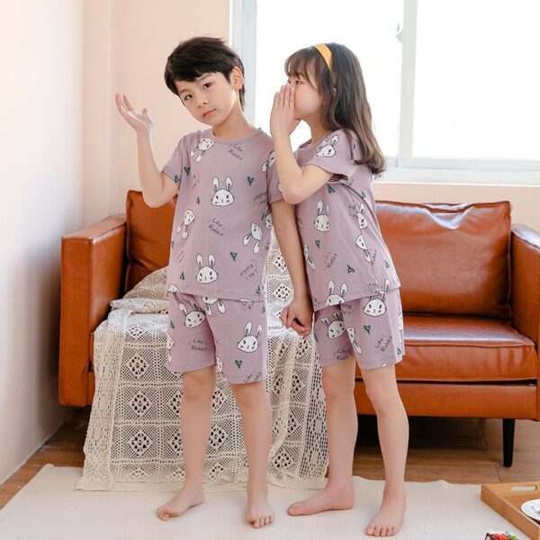 Children's Fashion Casual Cotton Print Short Sleeve Suit - Image 6