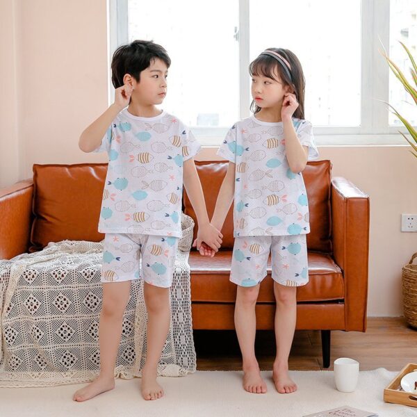 Children's Fashion Casual Cotton Print Short Sleeve Suit - Image 5