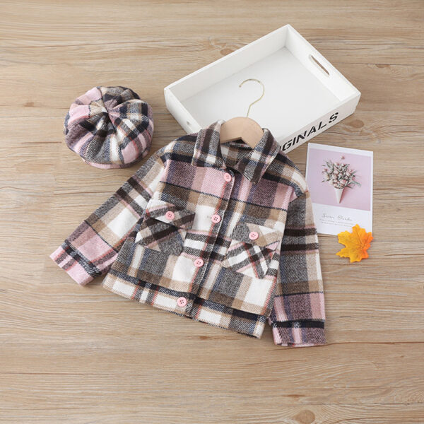 Girls Fashion Small Plaid Coat Fashion (Jan Baby)