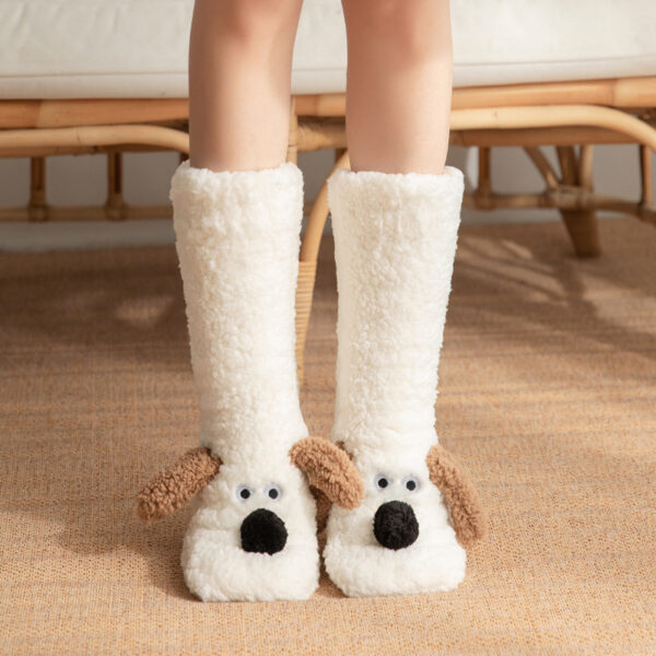 Cute Cartoon Dog Floor Socks Winter Warm Non-slip Plush Socks For Women - Image 10