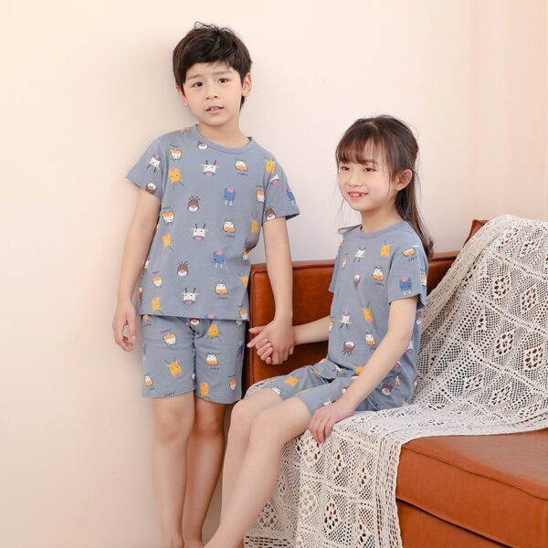 Children's Fashion Casual Cotton Print Short Sleeve Suit - Image 9