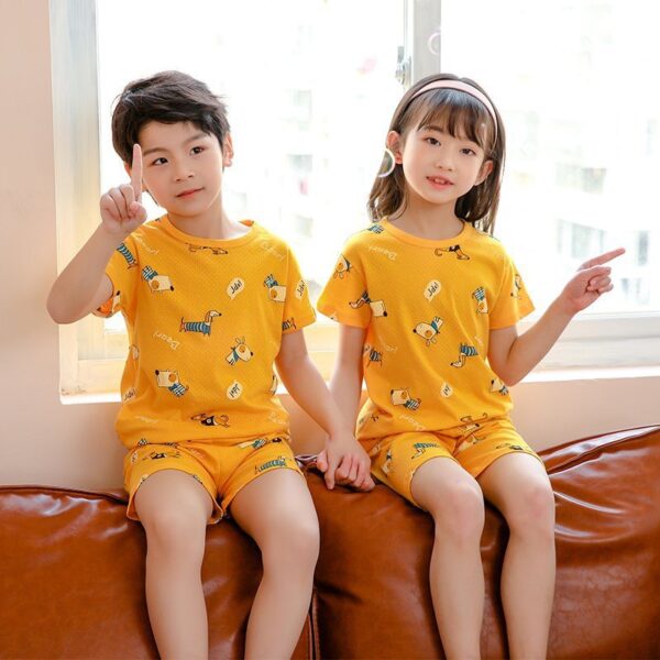 Children's Fashion Casual Cotton Print Short Sleeve Suit - Image 4