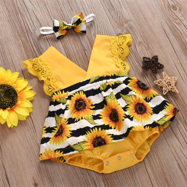 Summer Baby Girl Triangle Romper - Image 2