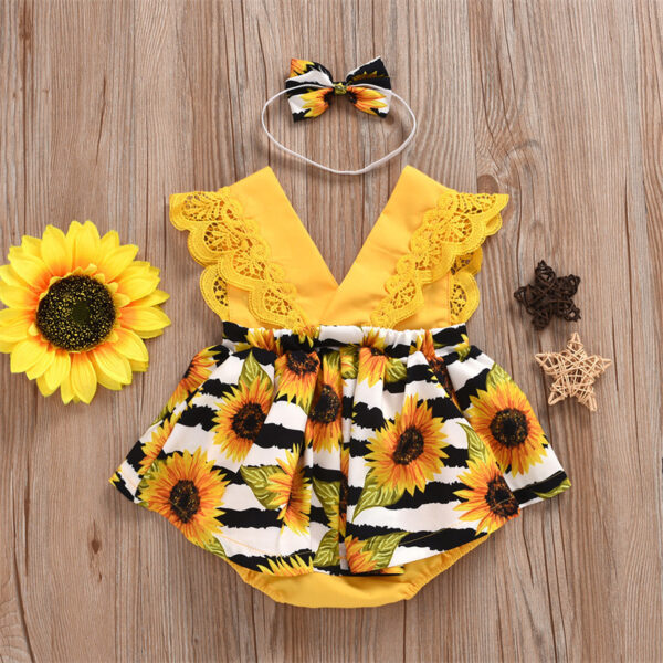 Summer Baby Girl Triangle Romper - Image 3