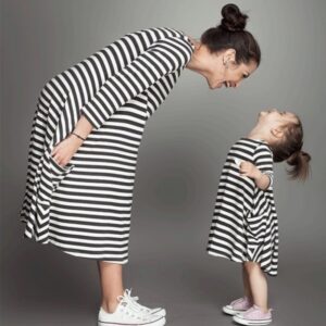 Family Clothing Matching Mother And Daughter Clothes Striped Dresses